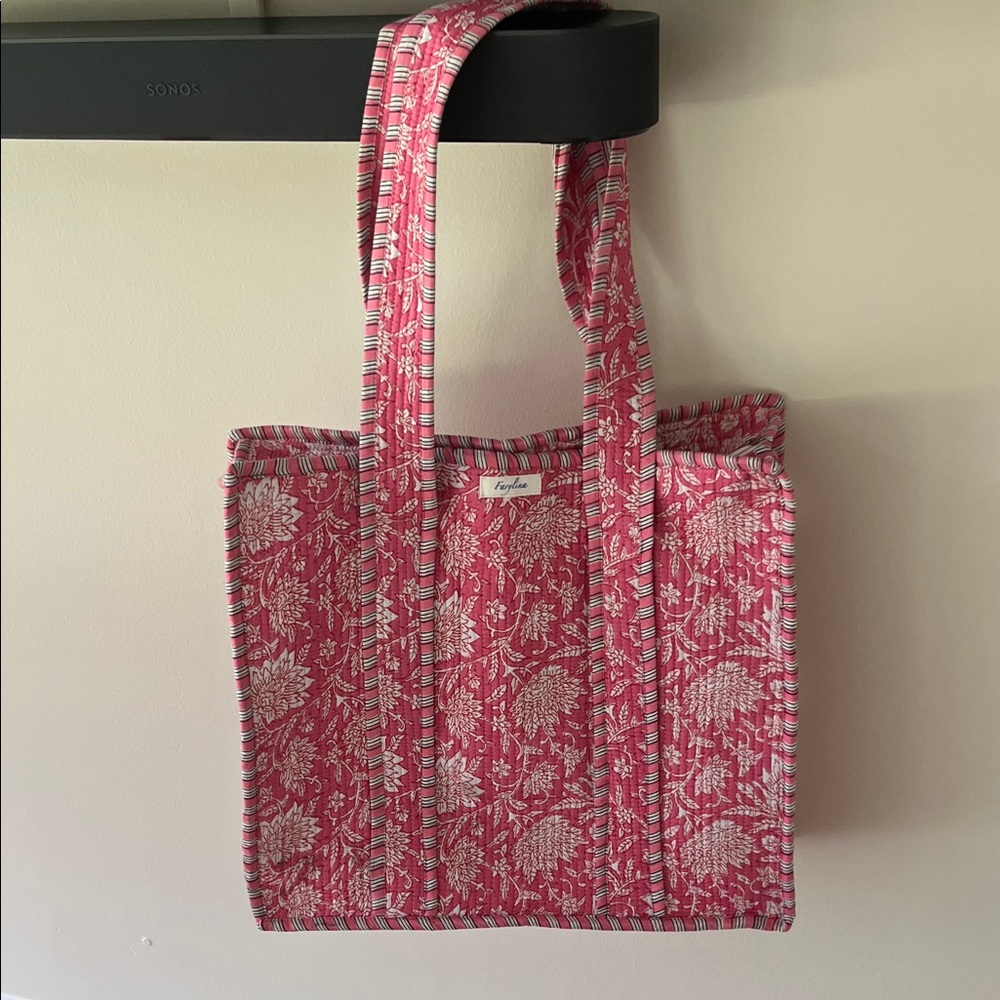 Farylina Elegant Pink Floral Tote Bag